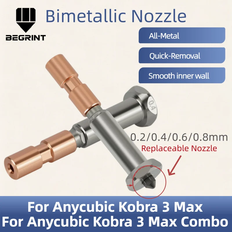 

Комплект хотэнда из закаленной стали для Anycubic Kobra 3 Max – сменная конструкция сопла, высокопроизводительное обновление для Kobra 3 Max Combo
