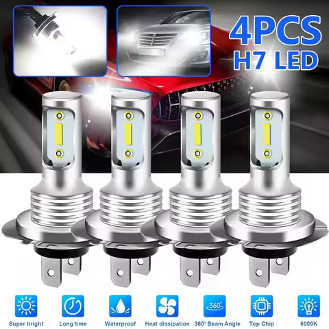 H7 LED Headlight Bulbs High Low Beam 6000K Super White Lights Car Fog Lights Auto DRL H4 H8 H8 H111860 Chips 12V 24V 80W