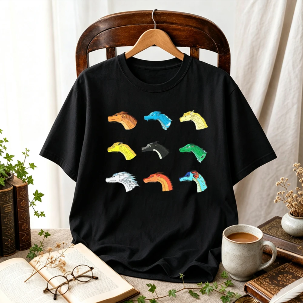 Wings of Fire Main Dragon Characters Head Collection T-Shirt Clay Tsunami Sunny Starfire Graphic Tee Unisex Wings of Fire Book