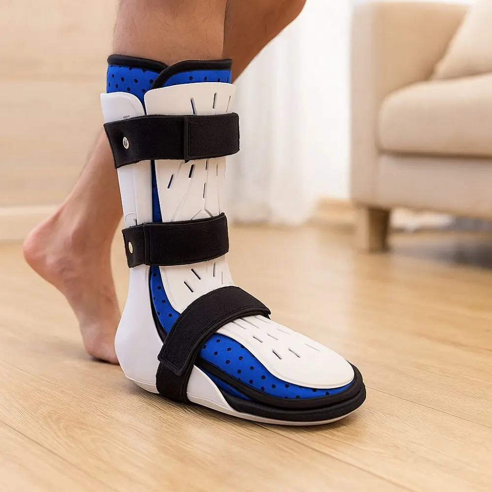 Atmungsaktive Knöchelbandage, verstellbare rutschfeste Sohle, Fußabfall-Korrektor, abnehmbarer Wadenbrech-Fixierer, Sprunggelenk, Varus Valgus