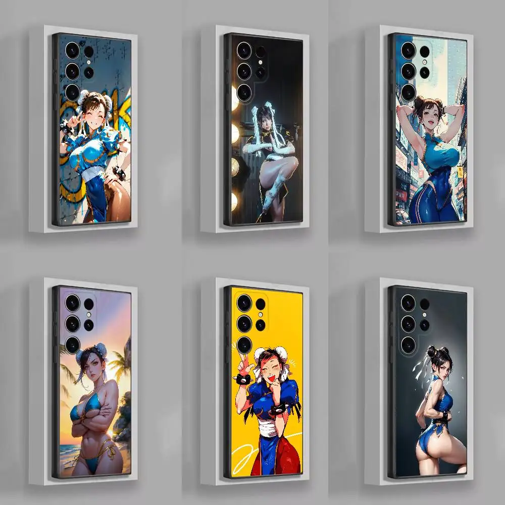 

S-Street F-Fighter Chun Li Phone Case For Samsung S22,S24,S20,S25,S23,S30,S21,Ultra,Plus,5G ,Fe,Lite Black Cover