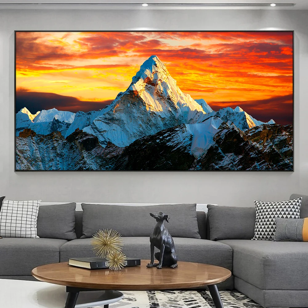 Canvas Painting Himalayas Mountain Landscape Wall Art Posters and Prints Picture Illustration Room Decoration Accessories