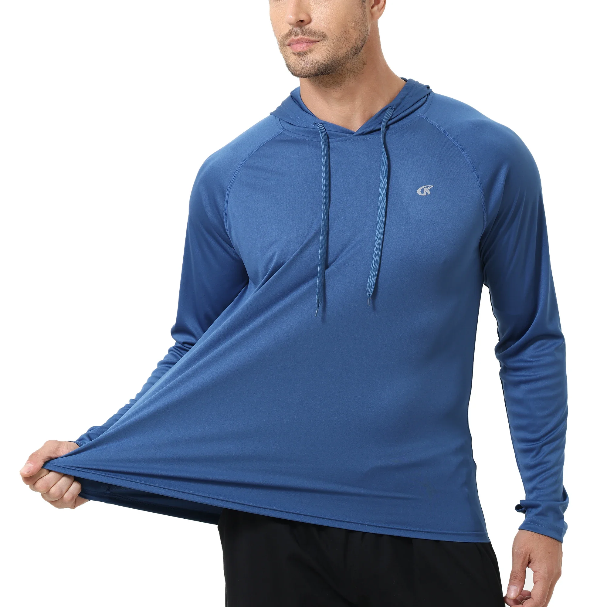 

Spring and Autumn Men's Long Sleeve Sports Hoodie Quick Dry Lightweight T-shirt for Outdoor Jogging Sports Pullover
