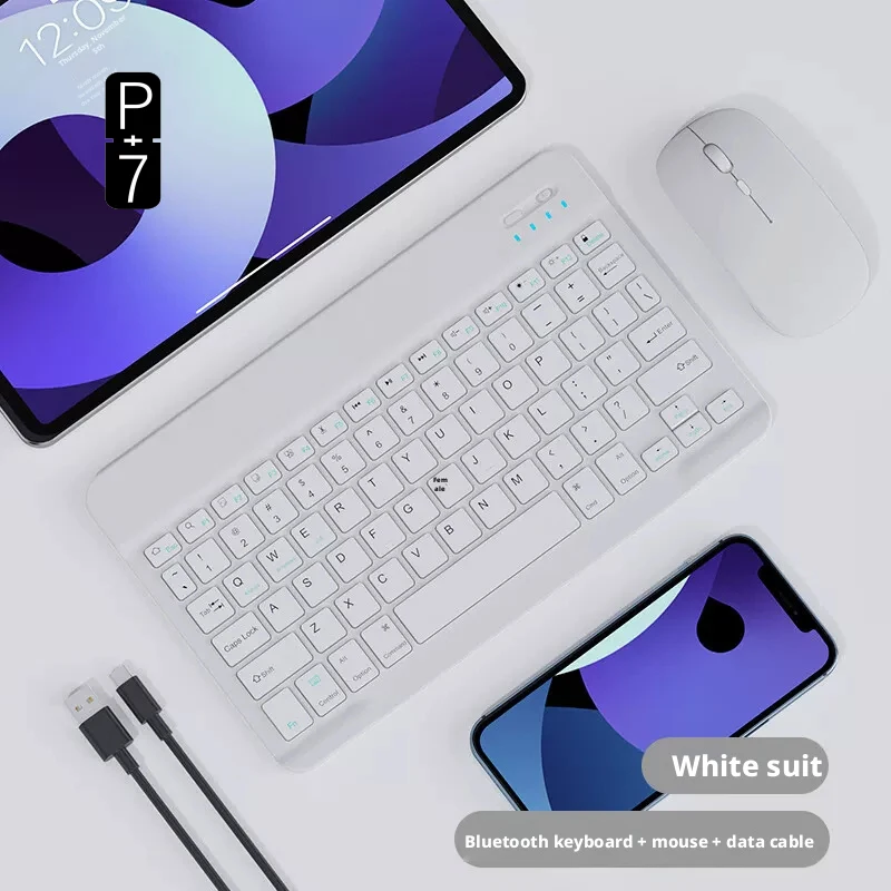 Wireless Bluetooth Keyboard Mouse Combo for Tablets And Phones Compatible with Various Systems Touchpad Included