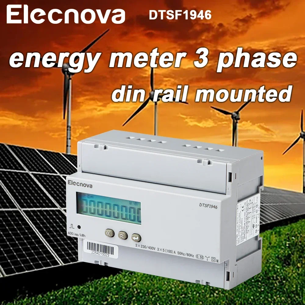 DIN Rail Power Energy Meter 3 Phase 4 Wire,RS485,Digital Electricity Consumption Monitor Multimeter Household,Industry DTSF1946