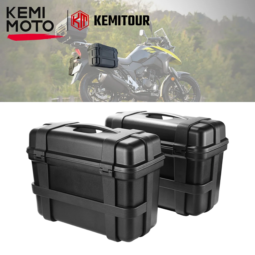 

Motorcycle Saddlebags ABS Plastic Hard Side Boxes with Universal Mount Kit Luggage Storage Side Cases for Most Motorbike Models