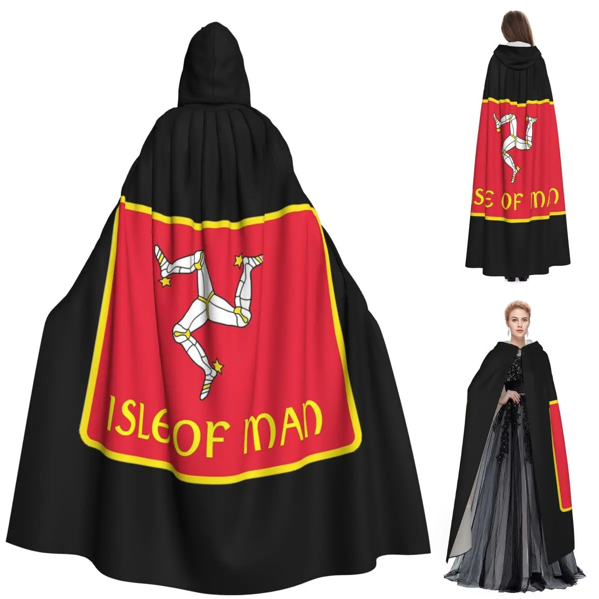 

Остров Человека, длинный плащ с капюшоном для гонок на мотоциклах, средневековый костюм ведьмы, накидка для косплея, пальто на Хэллоуин для взрослых, унисекс