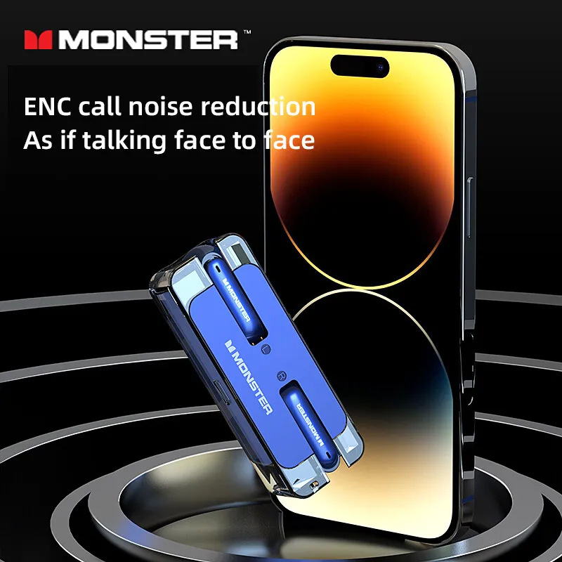 Original Monster XKT08 5.3 Gaming Headphones Ture Wireless Bluetooth Earphones Low Latency Noise Reduction Earbuds New