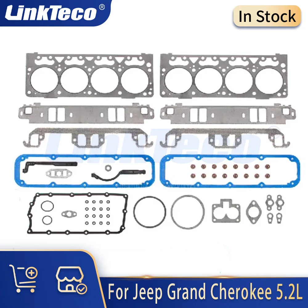 

Полный комплект прокладок деталей двигателя, подходит для газа 5,2 л V8 для Dodge Ram 1500 2500 3500 B3500 Durango Dakota Jeep Grand Cherokee 5,2 л 98-03