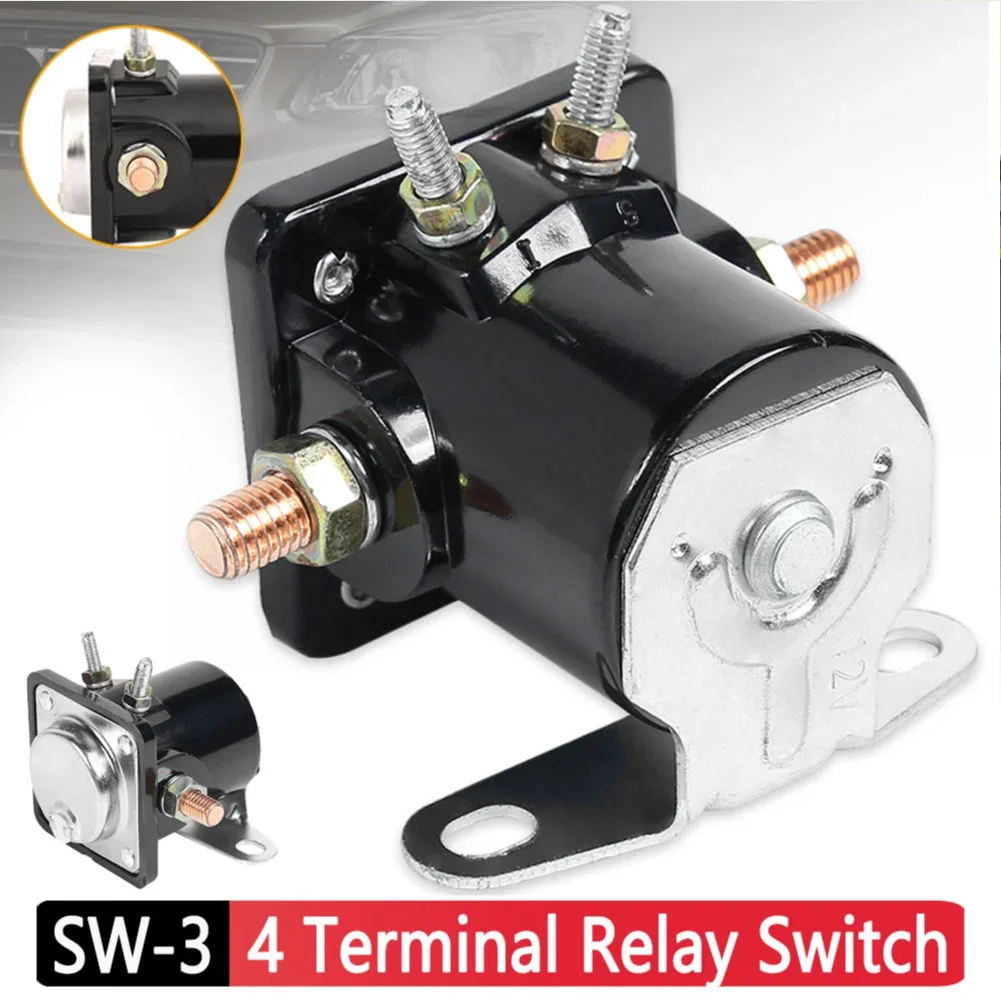 SW-3 Heavy Duty Car Truck Starter Solenoid Relay Switch 4 Terminal Normally Open Type for Ford 12V Universal Auto Accessories