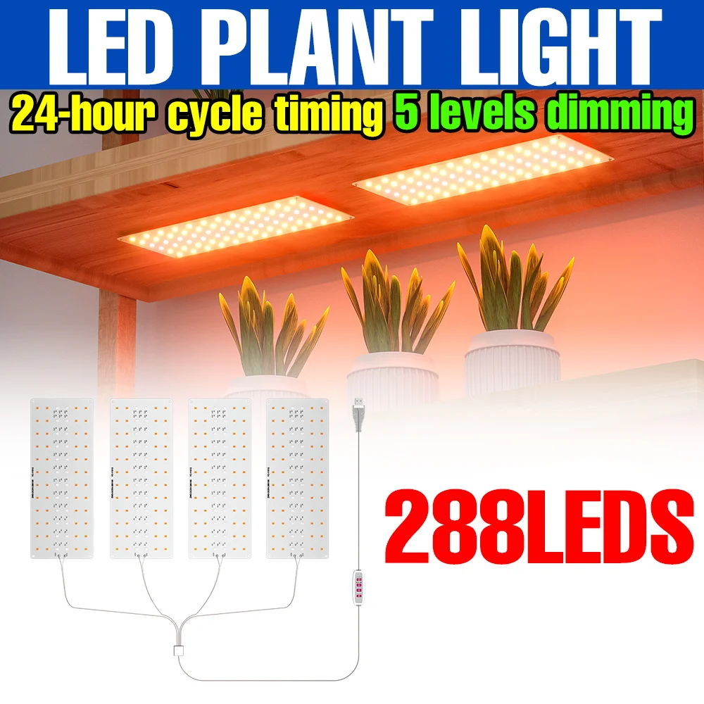 

DC5V USB LED Grow Lights Full Spectrum Quantum Board Cultivation Lamp For Potted Flowers Succulent Plant With Timing Auto On/Off