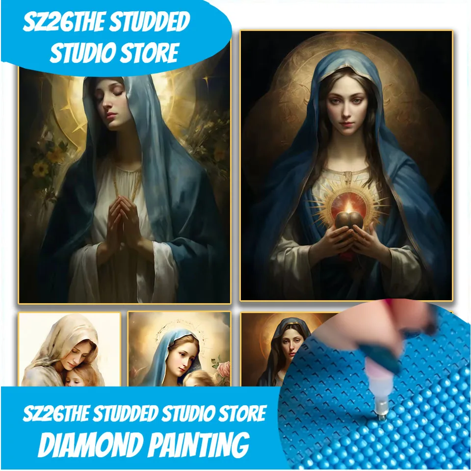 

Sz26The Studded5D DIY diamond painting art Full drill round rhinestones handmade cross stitch mosaic maria embroidery home deco