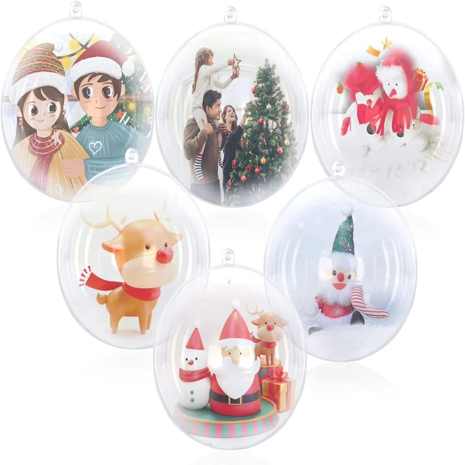 1pcs  Transparent plastic balls with fillable accessories for holiday&Christmas decorations or DIY projects