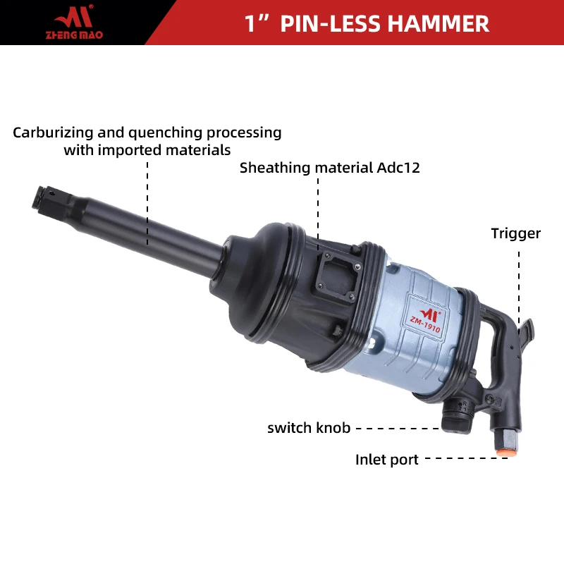 Supplier Heavy Duty Torque Control Square Head Impact Gun Pneumatic Impact Wrench