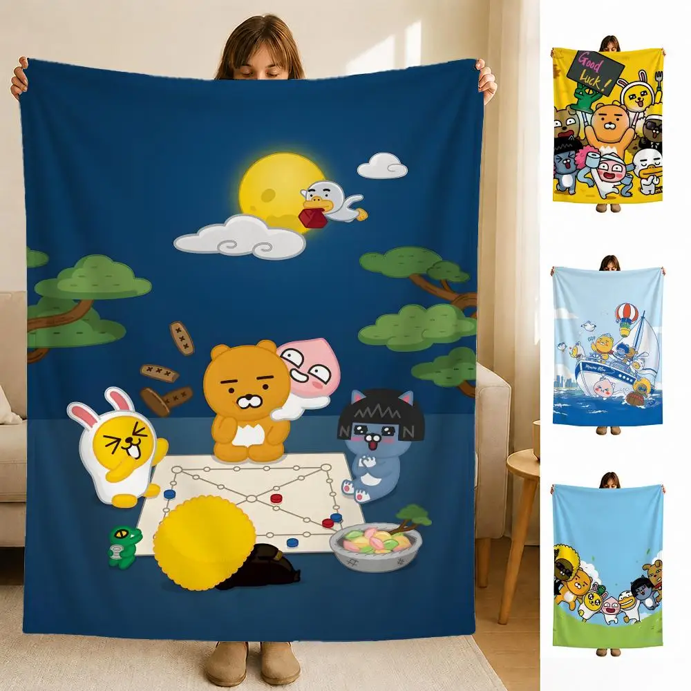 character K-Kakao F-Friends Throw Soft Flannel Blanket for Bed Bedroom Sofa Picnic Throw Skin-friendly Breathable Gift Cover