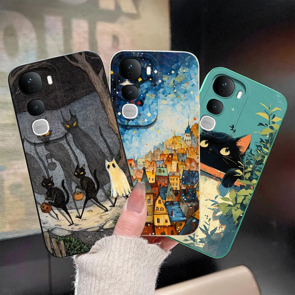 حافظة لهاتف Vivo Y400 Pro 4G 5G غطاء حماية كامل من السيليكون السائل الناعم على شكل قطة كرتونية لطيفة لهاتف VivoY400 Fundas VivoY400Pro Coque #6