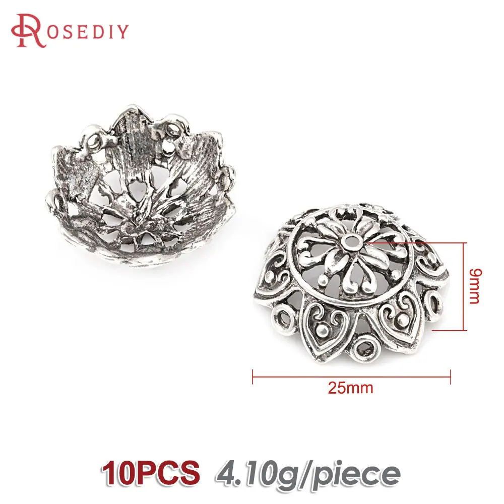 10PCS Antique Silver Zinc Alloy Big Beads Caps Tassel Caps High Quality Diy Jewelry Accessories Making Rosediy official-website