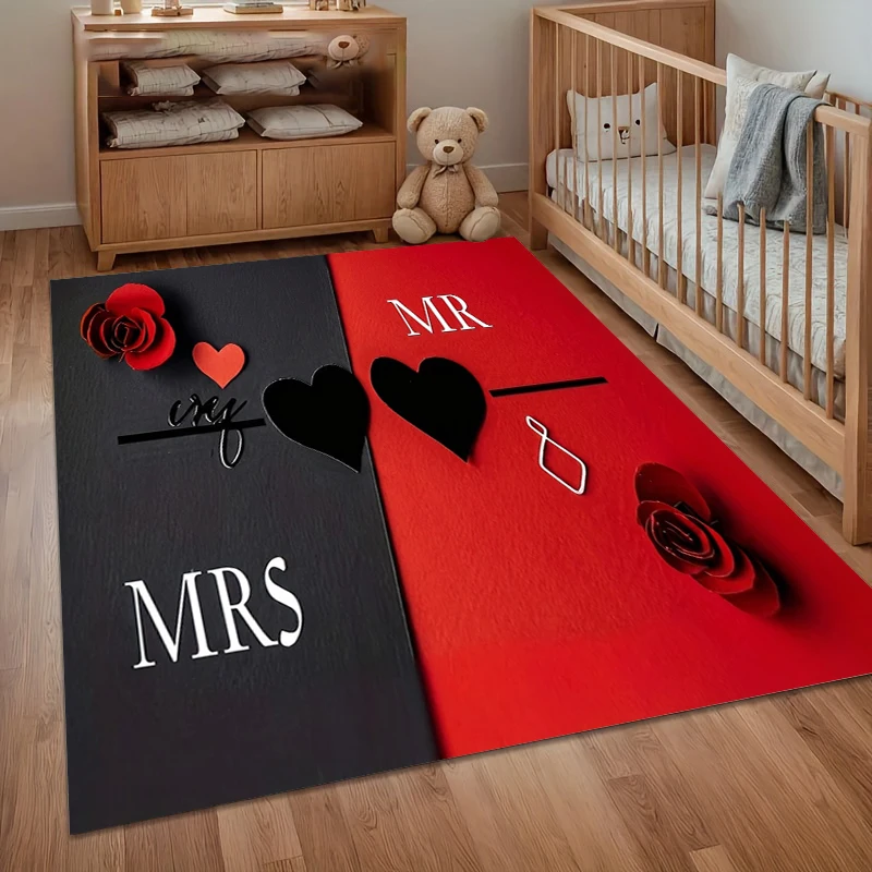 New Arrival Romantic MR & MRS Couple Floor Mat Soft Durable Non-Slip Rug for Home Entrance Living Room Bedroom