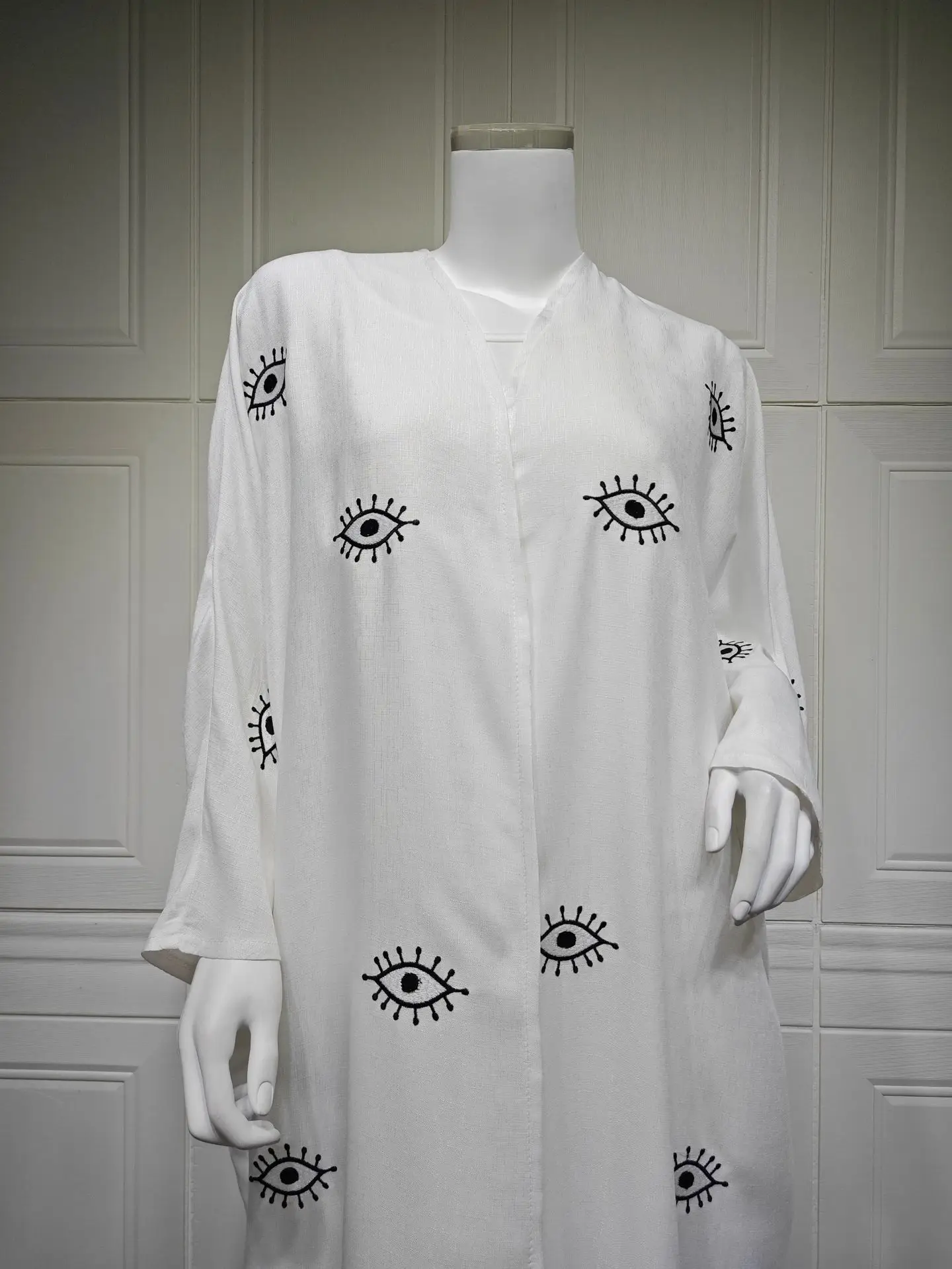 Eid Muslim Abaya for Women Cotton Line Embroidery Dresses Cardigan Robe Jalabiya Ramadan Morocco Dubai Kaftan 2025 Vestidos