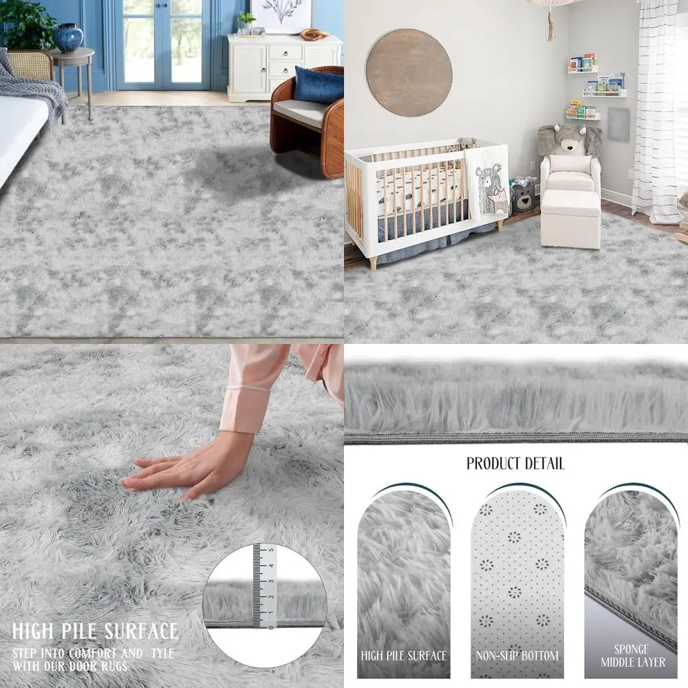 

Ultra Plush Fluffy Area Rug, 7x9 Feet, Soft and Cozy for Living Spaces, Non-Slip Fuzzy Carpet Ideal for Bedrooms and Kids' Rooms