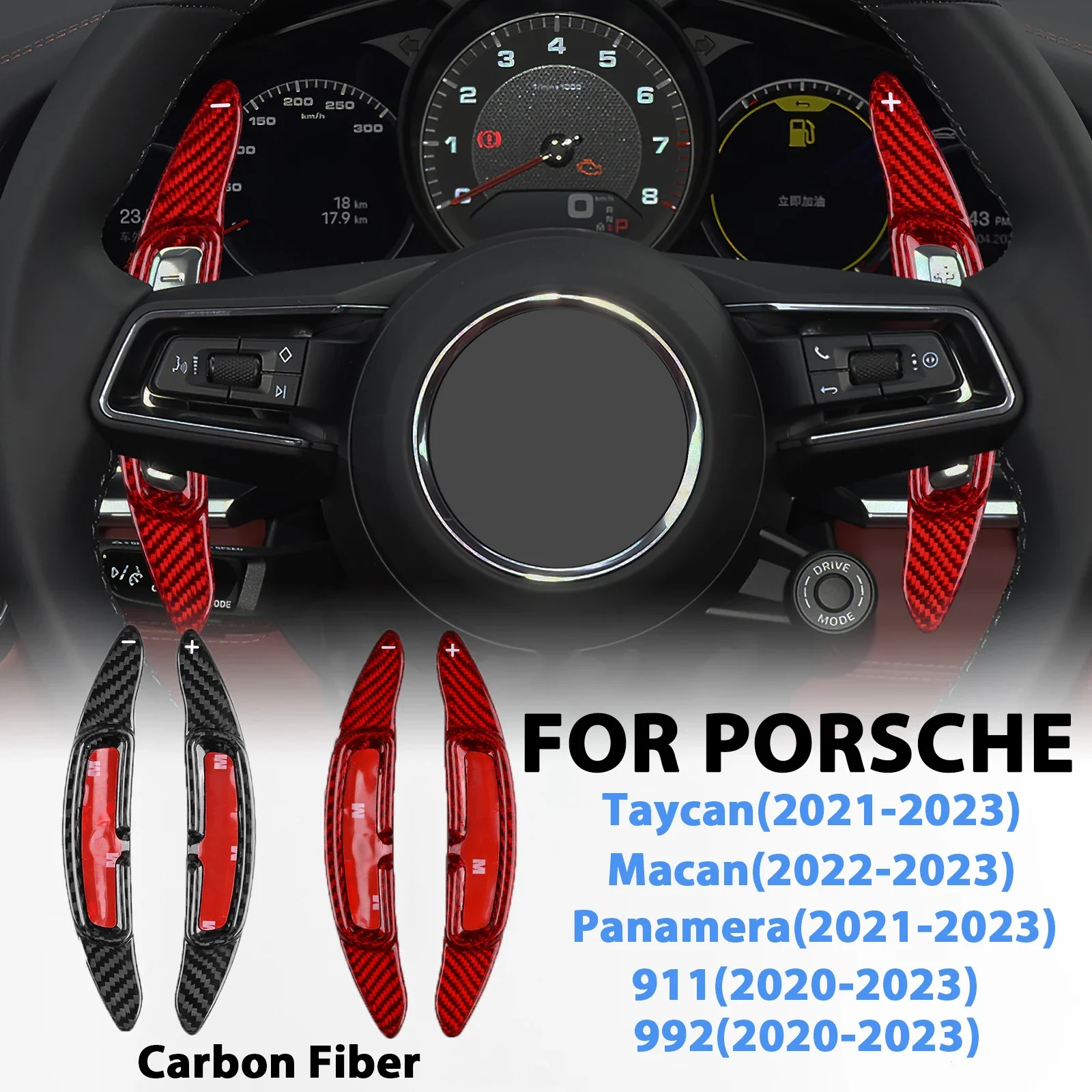 

2Pcs Real Carbon Fiber Car Steering Wheel Shift Paddle For Porsche 911 Macan Panamera Cayenne 992 2021 Paddle Shifter Extension