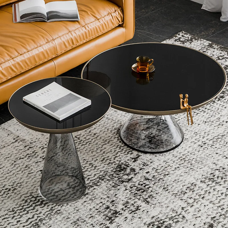 Light luxury transparent color small coffee table Nordic modern simple small apartment sofa corner table