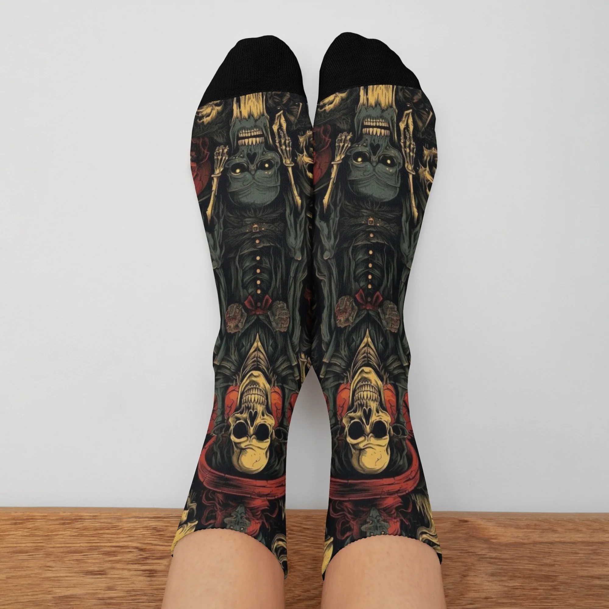 Dark Mask Skull พิมพ์ Gothic Crazy Party ถุงเท้าของขวัญ Casual แฟชั่นความแปลกใหม่สนุก Harajuku ลูกเรือถุงเท้าขี่จักรยานถุงเท้าบาสเกตบอล