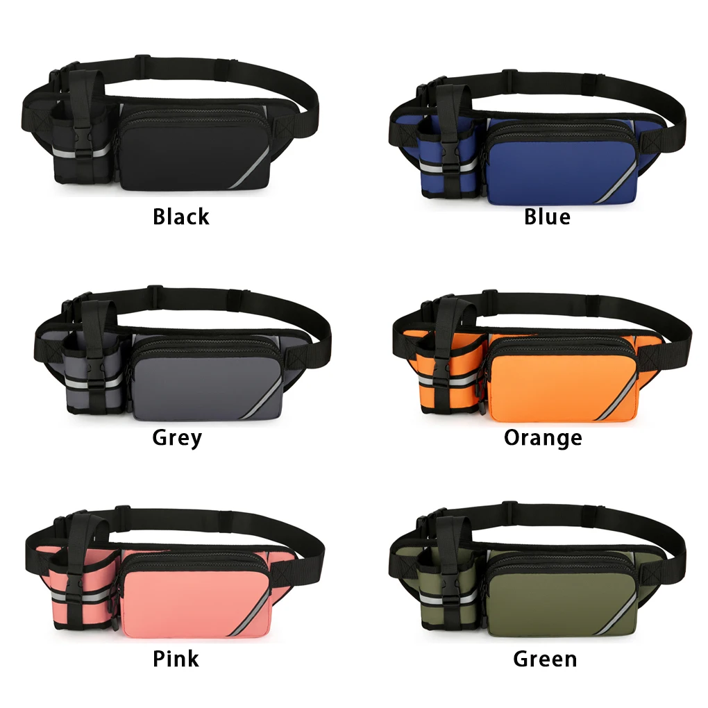 حقيبة خصر مرطبة مع حزمة خصر للمشي لمسافات طويلة مع حامل زجاجة مياه وحزام للجري باللون الرمادي المائي