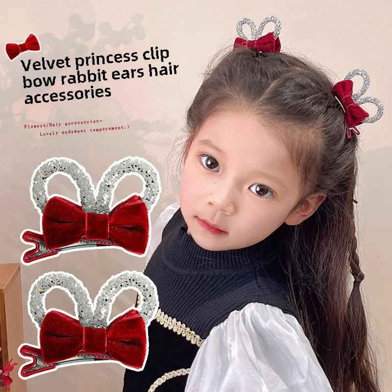 Princesa 3d meninas orelha borboleta arco grampos de cabelo para o ano novo headwear acessórios borboleta grampo de cabelo