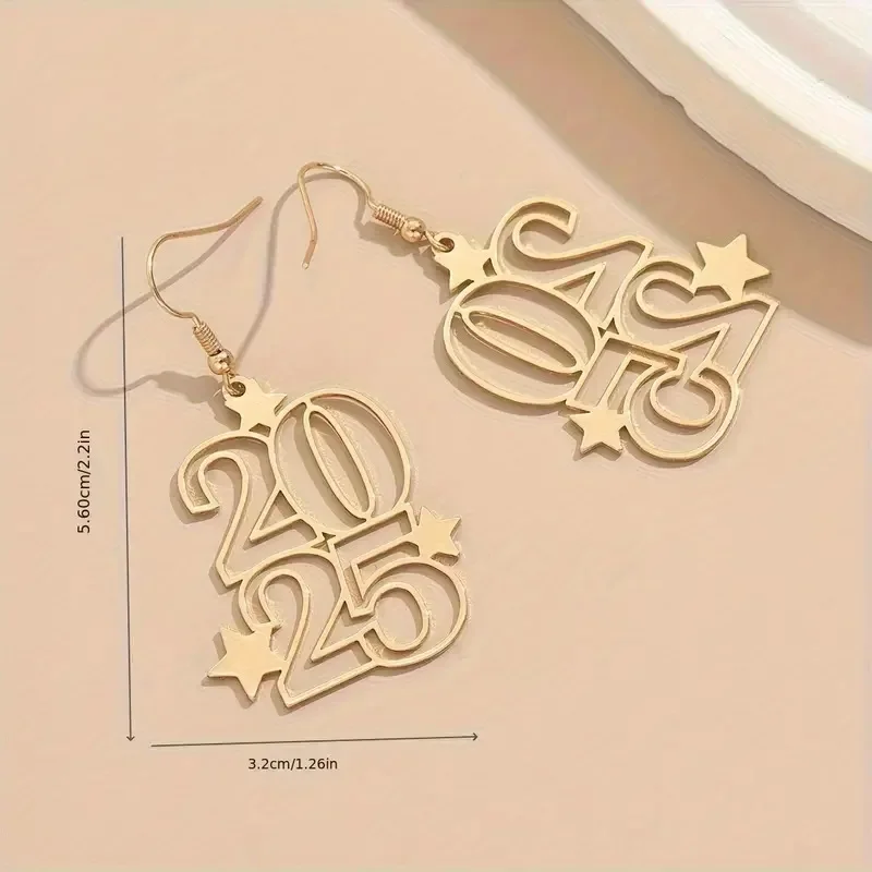 New 2025 Digital Earrings Creative Fashion Boho Style Galvanized Design New Year Eareings