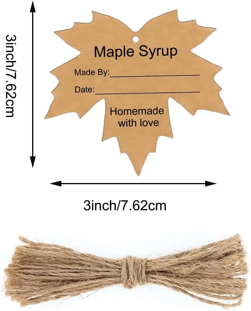 Maple Syrup Tag with Rope 30Pcs Homemade Syrup Canning Jar Labels 3inch Harvest Theme Food Packaging DIY Maple Leaf Bottles Tag