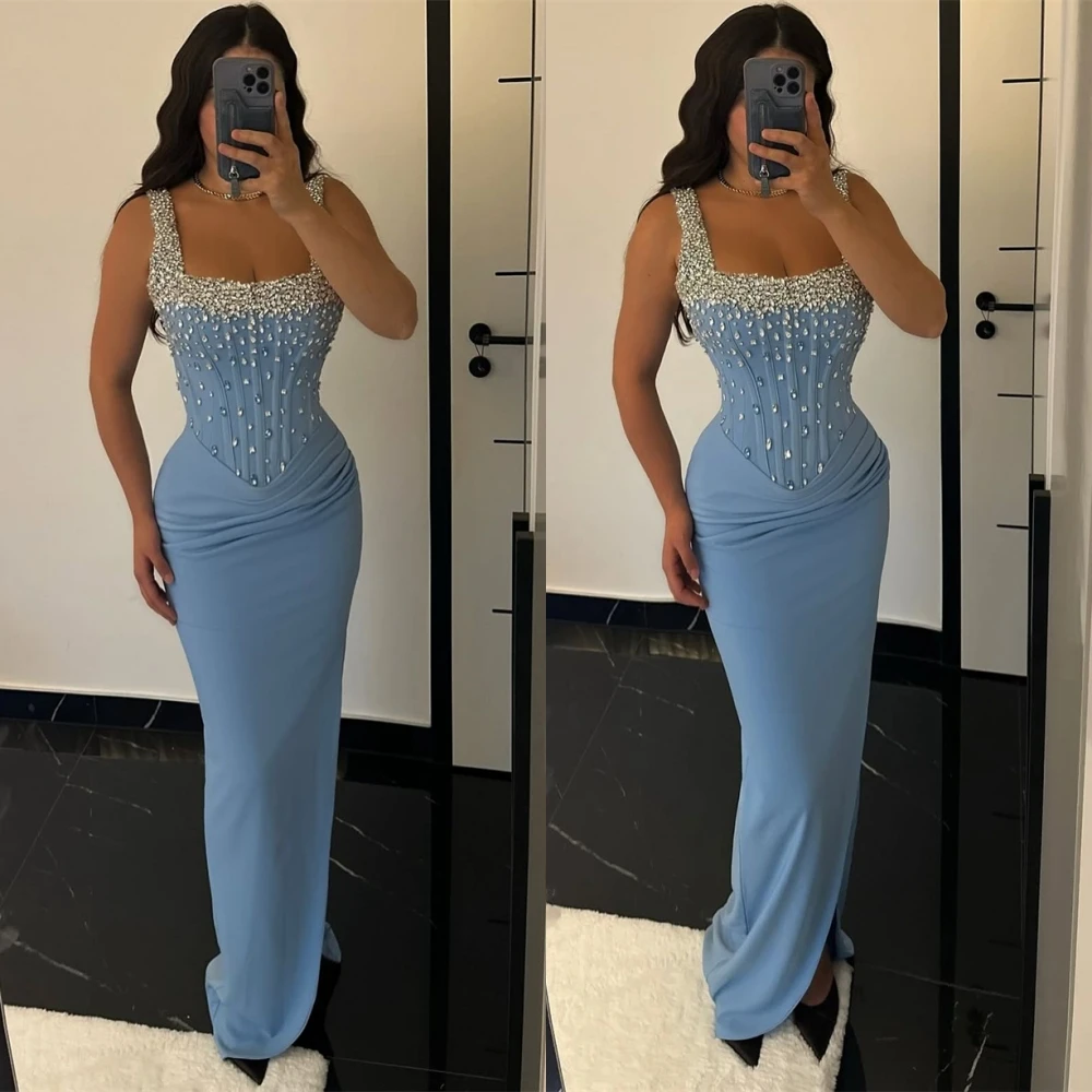 

Customized Luxury Square Collar Evening Dress Elegant Sleeveless Cocktail Dress Temperament Mermaid Special Occasion Gowns