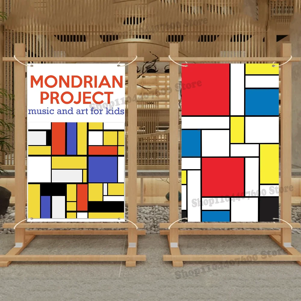 Abstract Piet Mondrian Flag Funny Flags Room Decor Garden Wall Flag Workshop Flags for Rooms Outdoor Decorations Party Custom