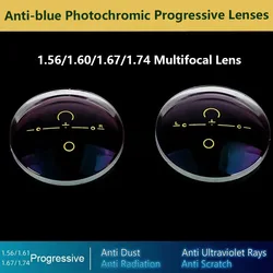 1.56/1.61/1.67/1.74 Anti-blue Photochromic Progressive Lenses Multifocal Myopia Hyperopia Optical Lenses Widest Field 1 Pair