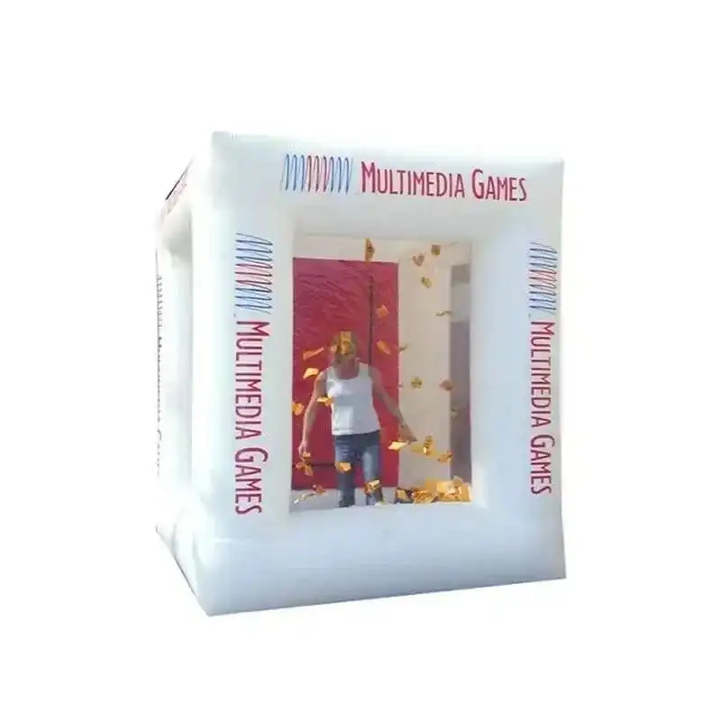 Portable White Booth Customizable Iatable Cash Cube Money Catching Grab Hine For Sales Promotion