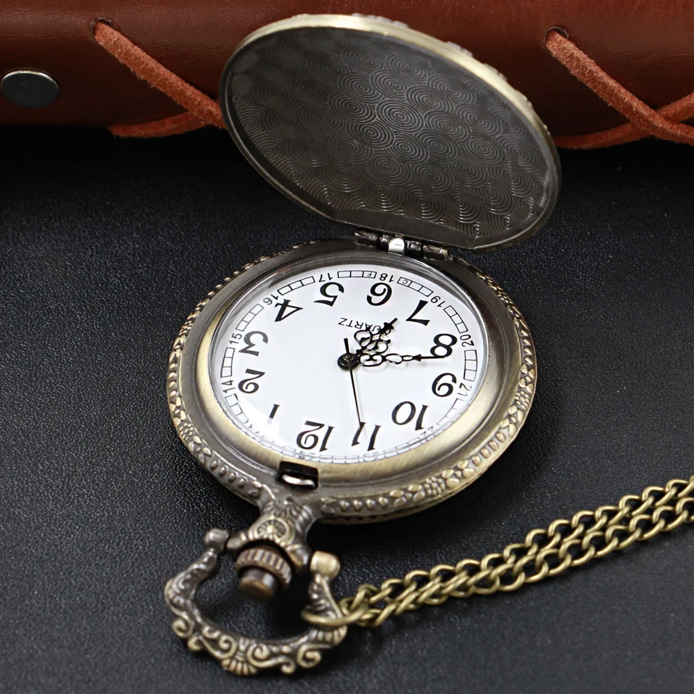 Bronze Fairy Tale Girl Pattern Steampunk Quartz Pocket Pocket Watch for Men and Women Universal Decorative Jewelry Necklace Gift