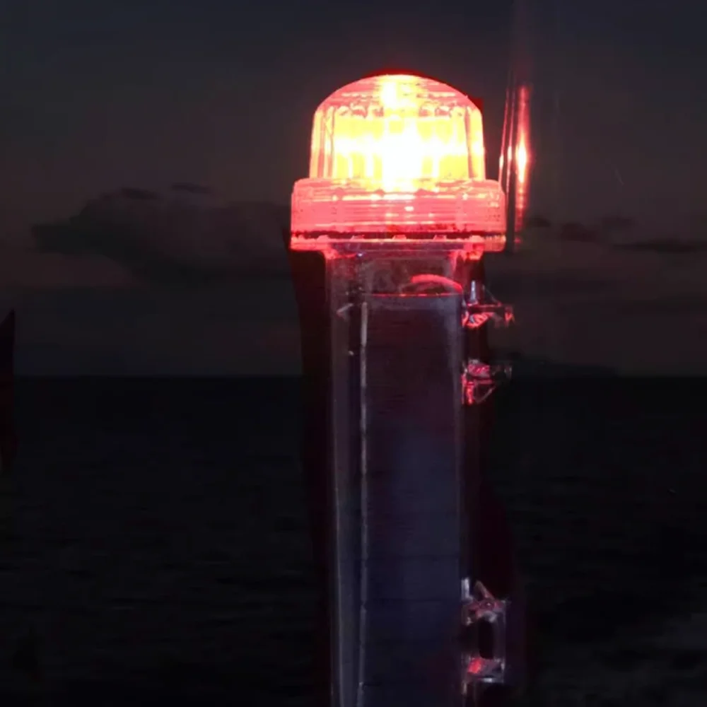 Solar Powered LED Beacon Light Marine Navigation Signal Lamp For Fishing Boat Emergency Positioning Flash