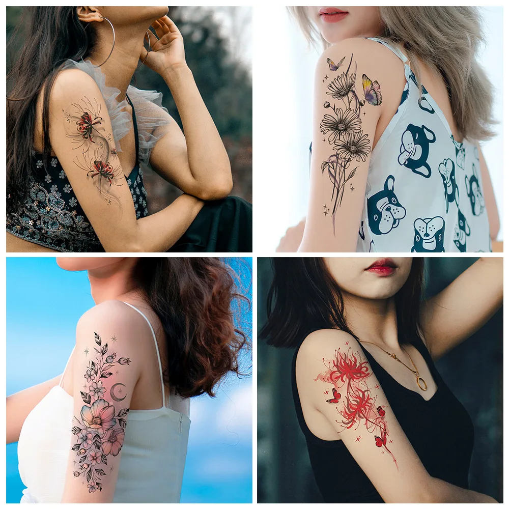 Women Temporary Tattoo Flowers Sticker Disposable Body Art Beach Make-up Party Waterproof Tatto Arm Leg Back tatouage temporaire