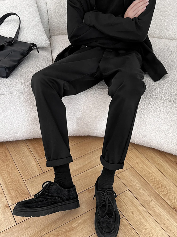 

Slim Fit Bla Men's Pants Sli Straight Tube Cigarette Pants Trendy Brand Boots Match High-End Feeling Casual Trou...