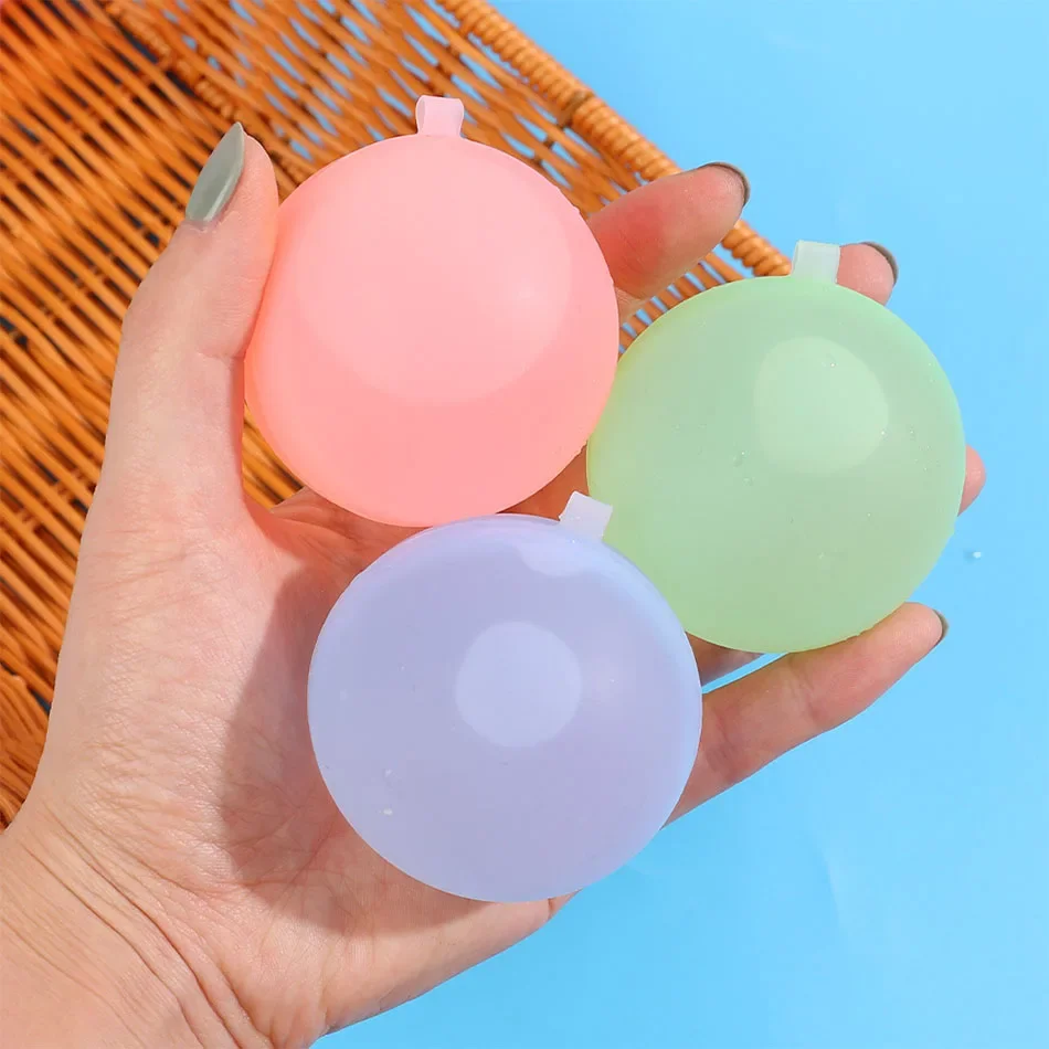 60pcs Reusable Water Fighting Balls Adults Kids Summer Swimming Pool Silicone Water Playing Toys Pool Water Bomb Balloons Games