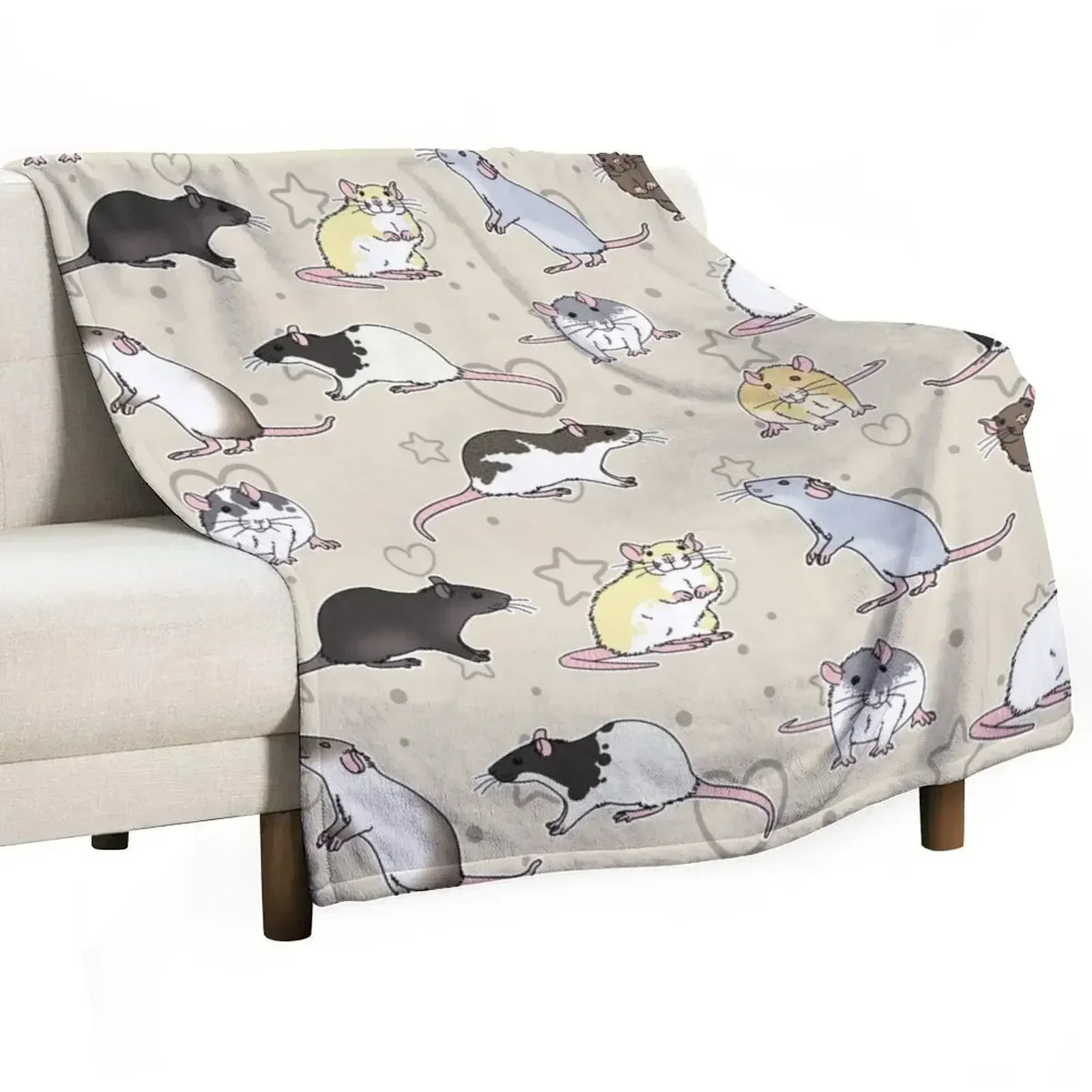 fancy rats pattern simple but cute Throw Blanket Nap Soft Big christmas gifts Thins Furry Beach Blankets