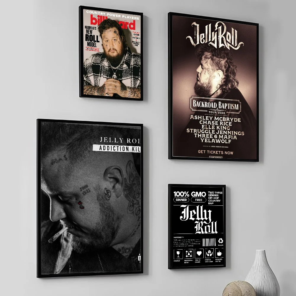 Rapper Singer J-Jelly Roll Poster Wall Art Home Decor Room Decor Digital Painting Living Room Restaurant Kitchen Art