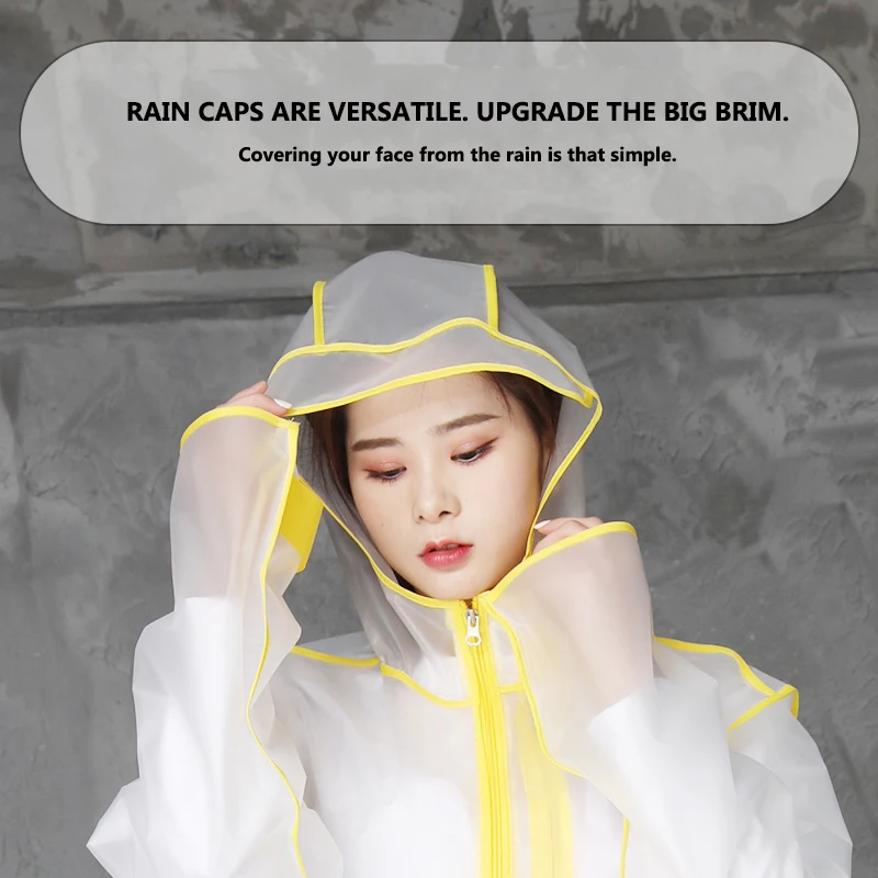 Long Transparent Waterproof Raincoat for Men and Women, Waistband Hooded Rain Jacket, Rainwear for Hiking, Cycling, Rainwear