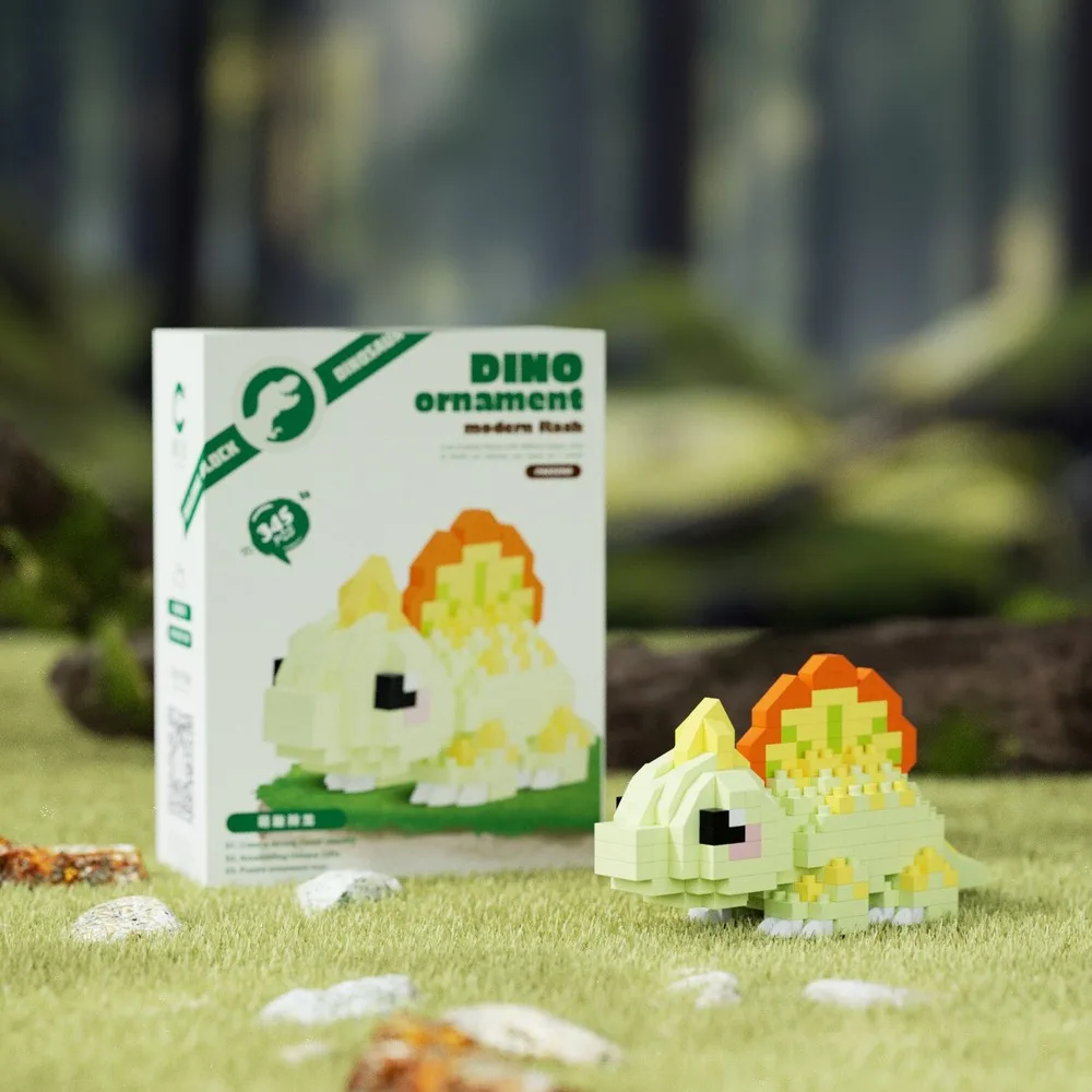 Micro Building Blocks Dinosaur Themed  DIY Assembly Animal Desktop Ornamen Collectible Decor Present Handmade Creative 3D Puzzle