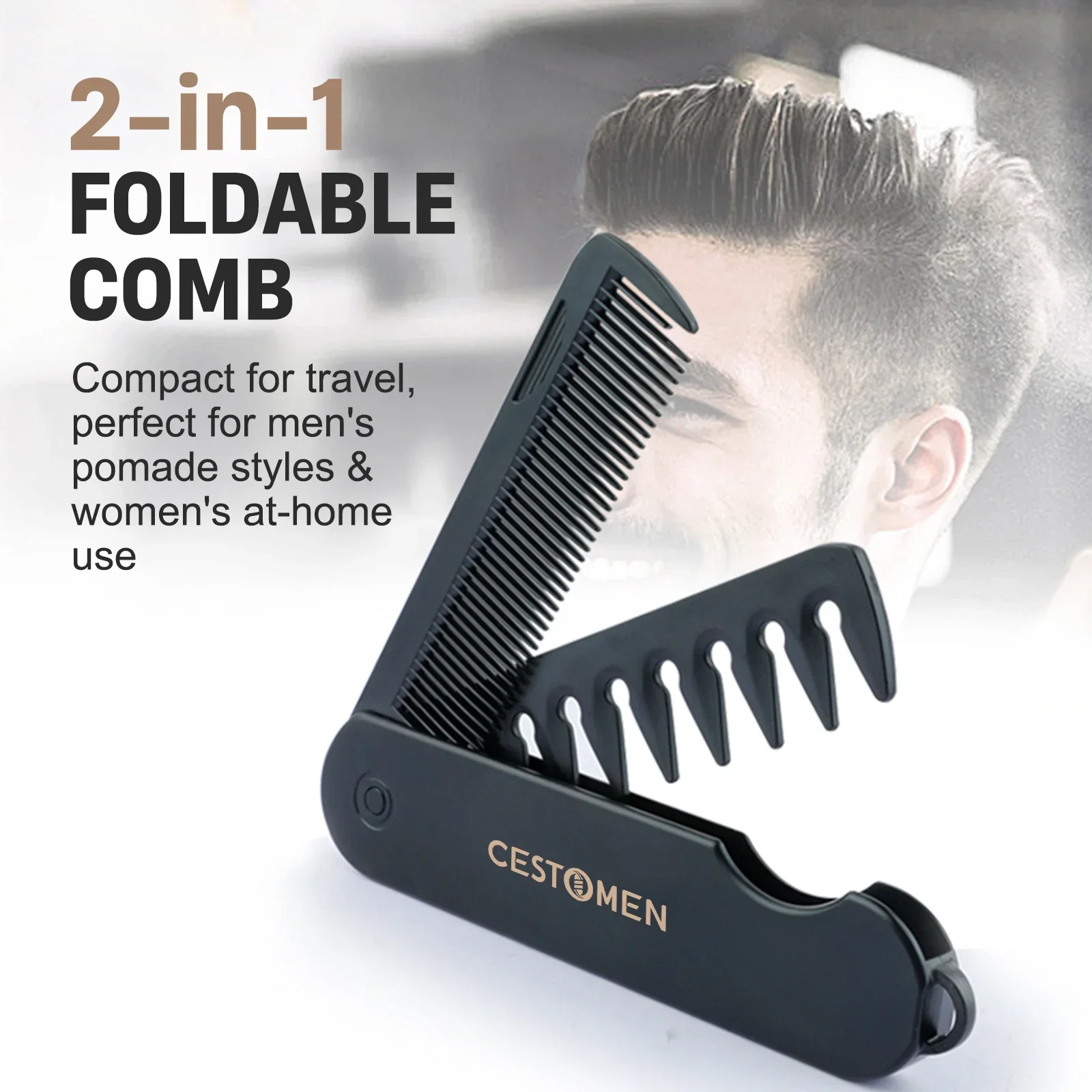 

NEW Style 2 in 1 Pocket Folding Comb Barber Hair Clipper Combs Hair Styling Tools Professional Salon Wide Tooth Oil Head Comb