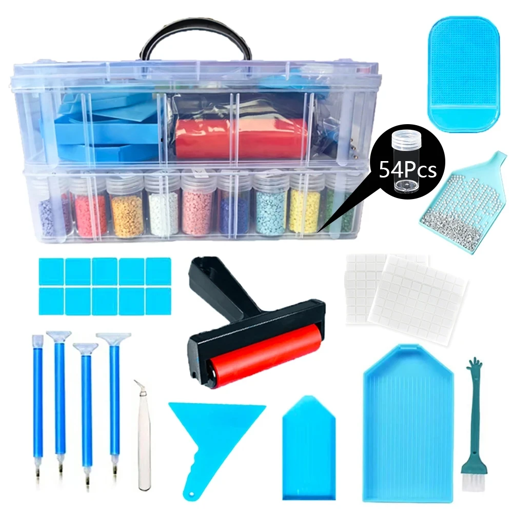 

Two Layers Container for Beads Diamond Art Tool Painting Point Drill Pen Work Jars Multi-function Containers Bead Organizer Wax