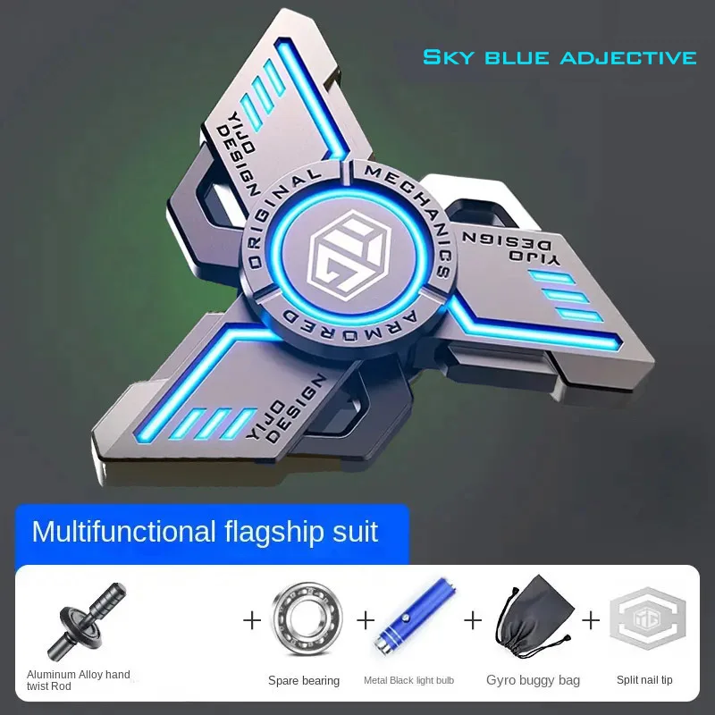 YIJOO Leucht. Metall EDC Fidget Spinner Fidget Spielzeug Stressabbau Druckentlastung. Handspielzeug, cooler Kreisel, Geschenk für Erwachsene für Jungen 8