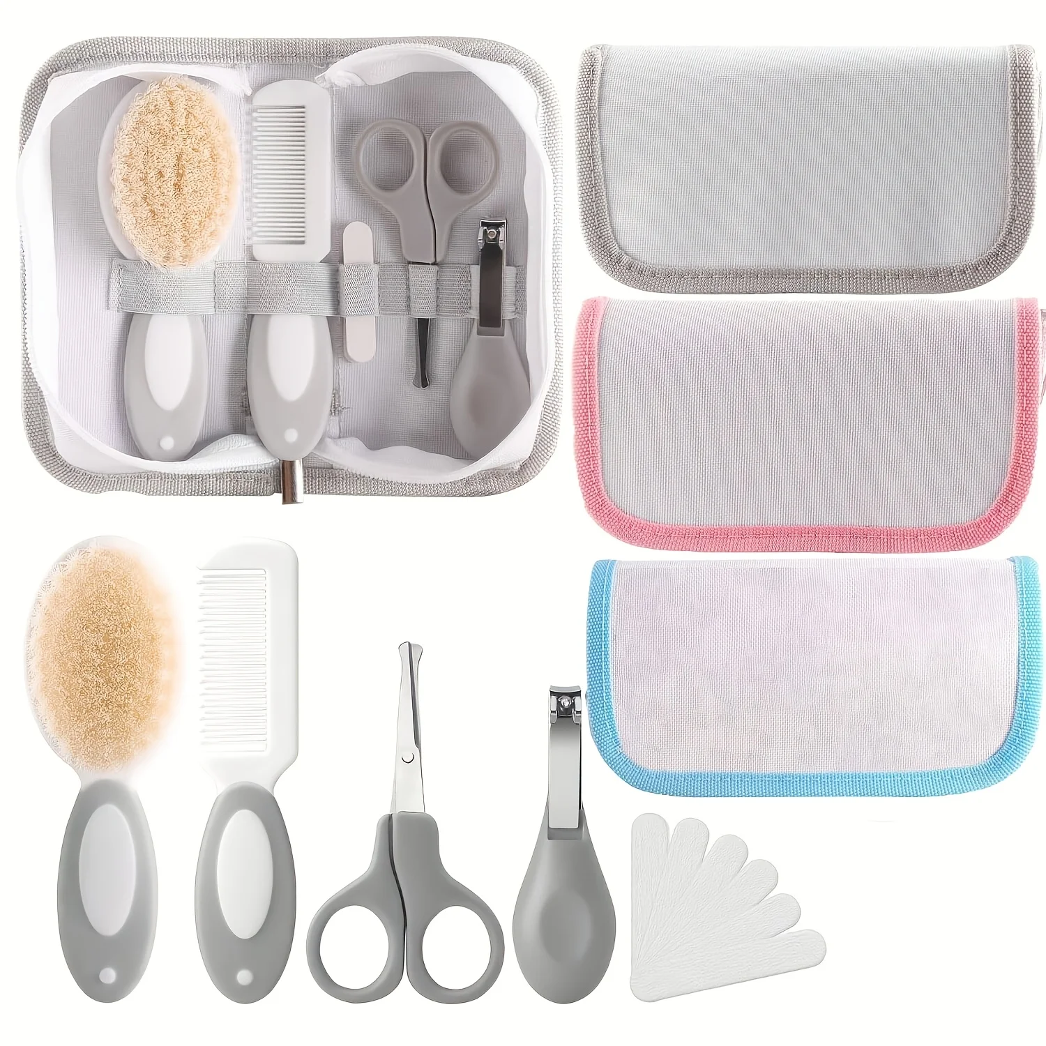 10pcs/set Health Care Kit with Bag- Portable Travel Set: Brush,Comb, Nail Clipper, File, Scissors