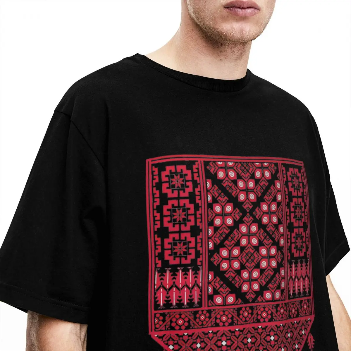 Palestine Embroidery Art T-Shirt Design Arabic Hip Hop T-Shirts Short-Sleeve Y2K Funny Tops Summer Cotton O Neck Oversize Tees