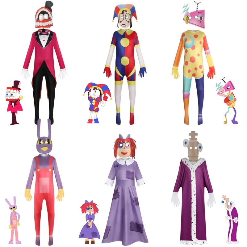 The Amazing Digital Circus Cosplay Costume for Kids Boys Clown Pomni Dress Up Jumpsuit Party Carnival Outfits Bodysuits